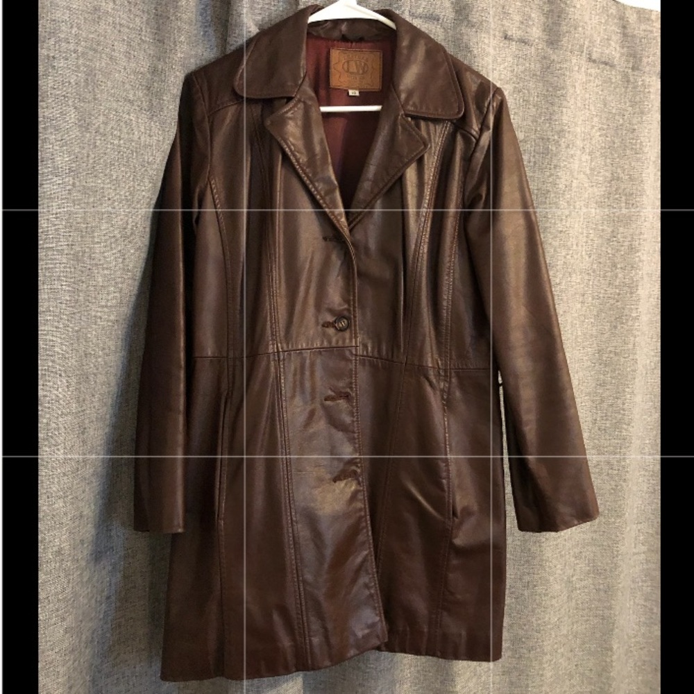 Custom Vintage Brown Leather Coat. Fully Lined.